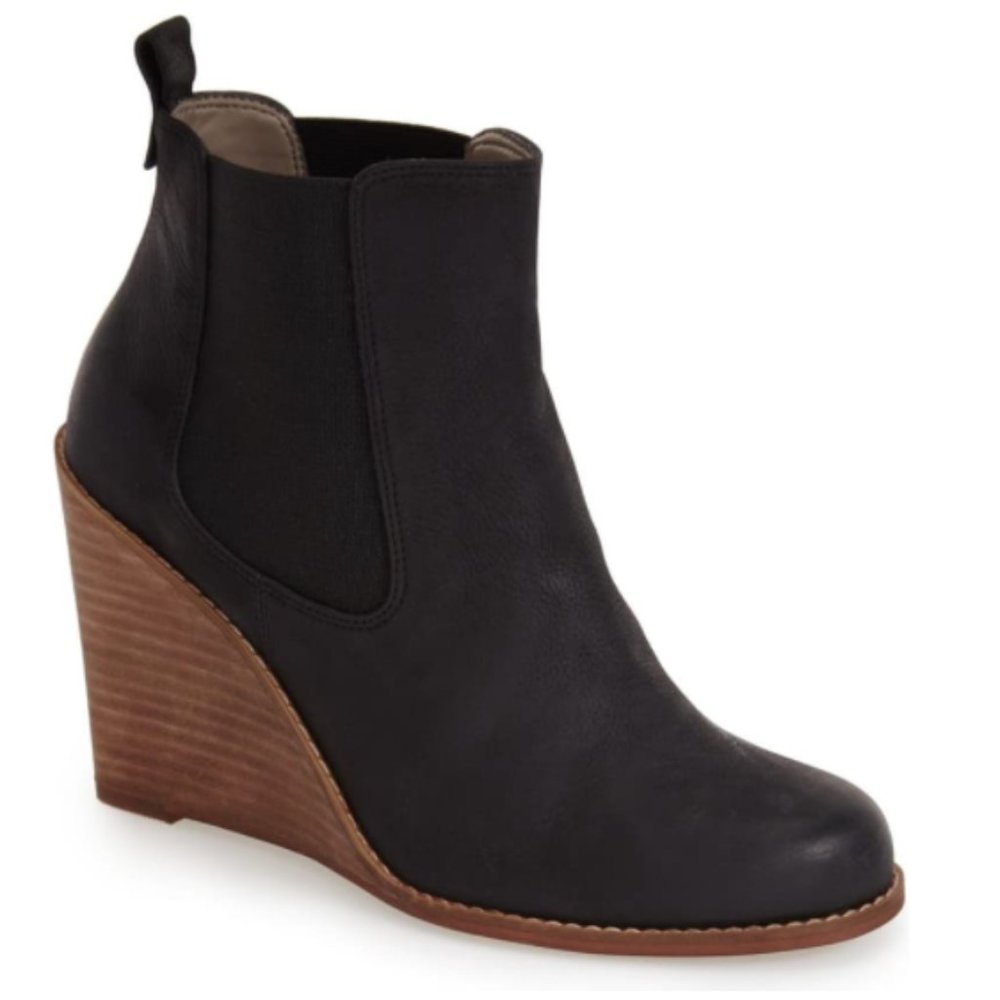 Black Leather Booties/ Ankle Boots